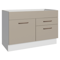 Balcão Gabinete de Pia 120 x 60 cm 1 Porta 2 Gavetas Branco/Crema (Sem Tampo) Agata Madesa