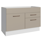 Balcão Gabinete de Pia 120 x 60 cm 1 Porta 2 Gavetas Branco/Crema (Sem Tampo) Agata Madesa