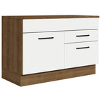 Balcão Gabinete 120 x 60 cm 1 Porta 2 Gavetas Rustic/Branco (Com Tampo) Agata Madesa