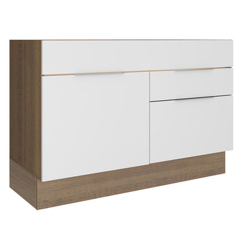Balcão de Pia Cozinha 120 x 60 cm 1 Porta 2 Gavetas (Sem Tampo) Rustic/Branco Stella Madesa