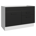 Balcão Gabinete de Pia 120 x 60 cm 1 Porta 2 Gavetas Branco/Preto (Sem Tampo) Agata Madesa