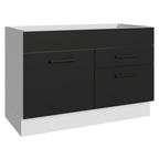 Balcão Gabinete de Pia 120 x 60 cm 1 Porta 2 Gavetas Branco/Preto (Sem Tampo) Agata Madesa