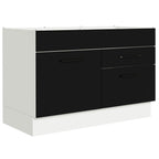 Balcão Gabinete de Pia 120 x 60 cm 1 Porta 2 Gavetas Branco/Preto (Sem Tampo) Agata Madesa