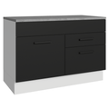Balcão Gabinete 120 x 60 cm 1 Porta 2 Gavetas Branco/Preto (Com Tampo) Agata Madesa