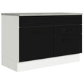 Balcão Gabinete 120 x 60 cm 1 Porta 2 Gavetas Branco/Preto (Com Tampo) Agata Madesa