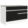 Balcão Gabinete 120 x 60 cm 1 Porta 2 Gavetas Branco/Preto (Com Tampo) Glamy Madesa