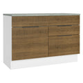 Balcão Cozinha 120 x 60 cm 1 Portas e 2 Gavetas (Com Tampo) Branco/Rustic Stella Madesa