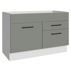 Balcão Gabinete de Pia 120 x 60 cm 1 Porta 2 Gavetas Branco/Cinza (Sem Tampo) Agata Madesa