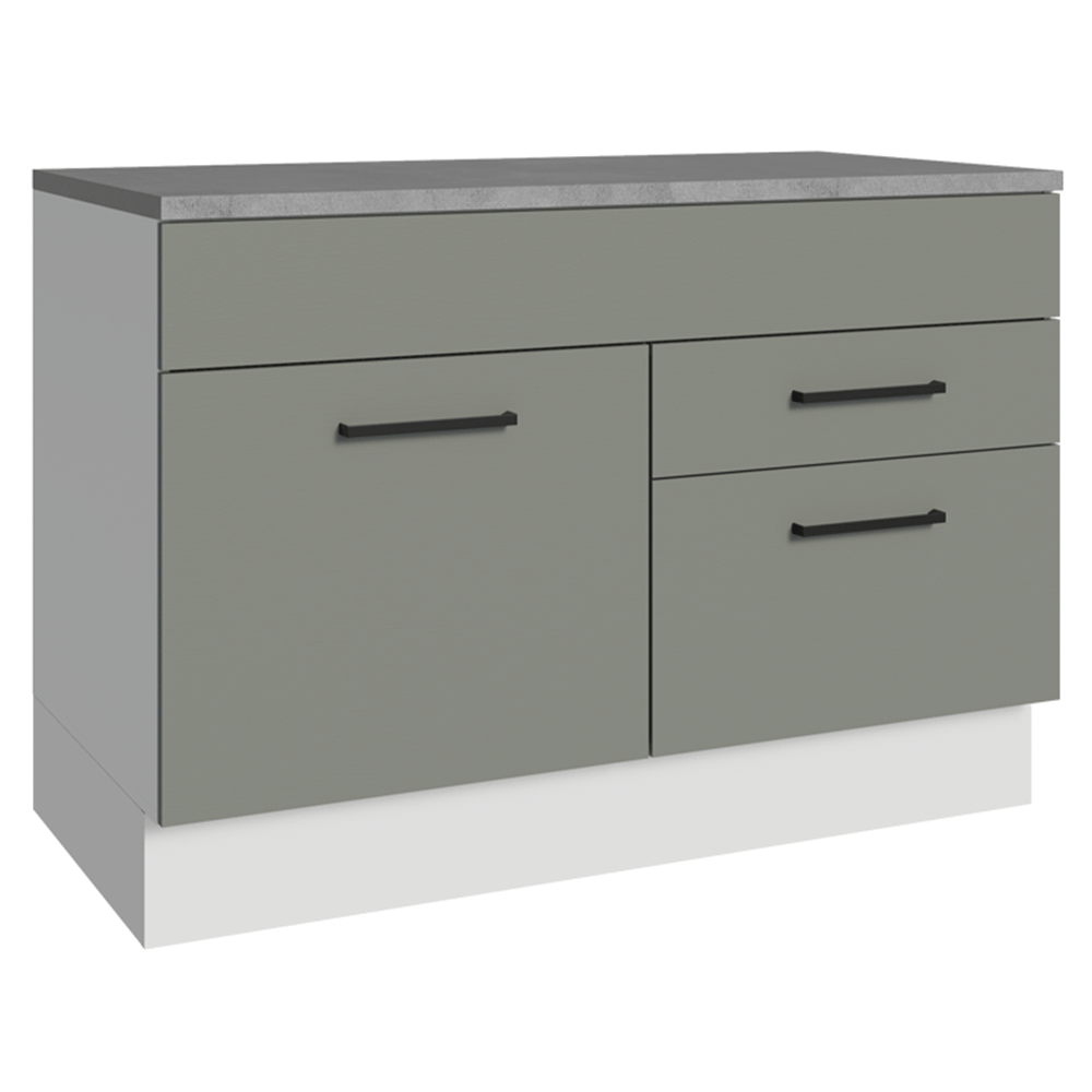Balcão Gabinete 120 x 60 cm 1 Porta 2 Gavetas Branco/Cinza (Com Tampo) Agata Madesa