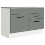 Balcão Gabinete 120 x 60 cm 1 Porta 2 Gavetas Branco/Cinza (Com Tampo) Agata Madesa