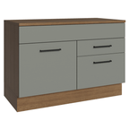 Balcão Gabinete 120 x 60 cm 1 Porta 2 Gavetas Rustic/Cinza (Com Tampo) Agata Madesa