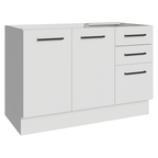 Balcão Gabinete de Pia Madesa Agata 120 x 60 cm 2 Portas e 3 Gavetas (Sem Tampo) Branco