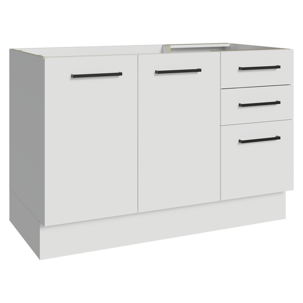 Balcão Gabinete de Pia Madesa Agata 120 x 60 cm 2 Portas e 3 Gavetas (Sem Tampo) Branco