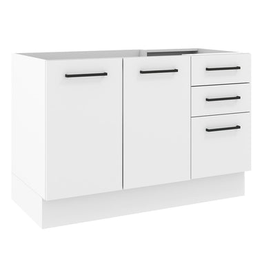 Balcão Gabinete de Pia Madesa Agata 120 x 60 cm 2 Portas e 3 Gavetas (Sem Tampo) Branco