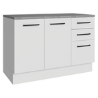 Balcão Cozinha 120 x 60 cm 2 Portas e 3 Gavetas (Com Tampo) Branco Agata Madesa