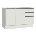 Balcão Gabinete de Pia Madesa Glamy 120 x 60 cm 2 Portas e 3 Gavetas (Sem Tampo) Branco