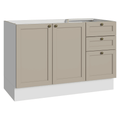Balcão de Pia 120 x 60 cm 2 Portas 3 Gavetas (Sem Tampo) Branco/Crema Vik Madesa
