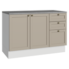 Balcão de Cozinha 120 x 60 cm 2 Portas 3 Gavetas (Com Tampo) Branco/Crema Vik Madesa