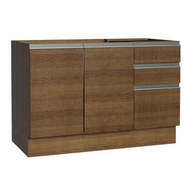 Balcão Gabinete de Pia Madesa Glamy 120 x 60 cm 2 Portas e 3 Gavetas (Sem Tampo) Rustic