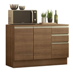 Balcão Cozinha 120 x 60 cm 2 Portas e 3 Gavetas (Com Tampo) Rustic Glamy Madesa