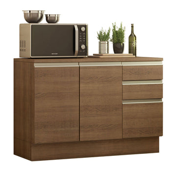 Balcão Cozinha 120 x 60 cm 2 Portas e 3 Gavetas (Com Tampo) Rustic Glamy Madesa