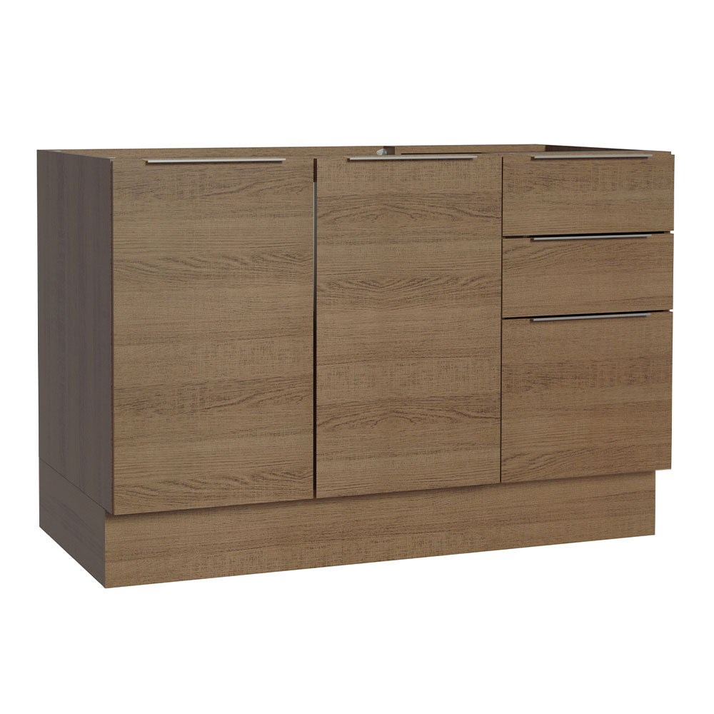 Balcão Gabinete de Pia Madesa Stella 120 x 60 cm 2 Portas e 3 Gavetas (Sem Tampo) Rustic