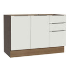 Balcão Gabinete de Pia Madesa Stella 120 x 60 cm 2 Portas e 3 Gavetas (Sem Tampo) Rustic/Branco