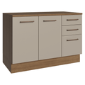 Balcão Cozinha 120 x 60 cm 2 Portas e 3 Gavetas (Com Tampo) Rustic/Crema Agata Madesa