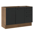 Balcão Gabinete de Pia Madesa Agata 120 x 60 cm 2 Portas e 3 Gavetas (Sem Tampo) Rustic/Preto