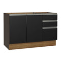 Balcão Gabinete de Pia Madesa Glamy 120 x 60 cm 2 Portas e 3 Gavetas (Sem Tampo) Rustic/Preto