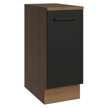 Balcão Madesa Agata 35 x 60 cm 1 Porta (Com Tampo) Rustic/Preto