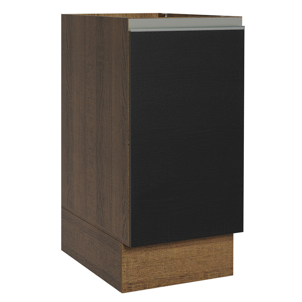 Balcão Cozinha 35 x 60 cm 1 Porta (Sem Tampo) Rustic/Preto Glamy Madesa