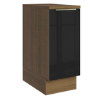 Balcão 35 x 60 cm 1 Porta (Com Tampo) Rustic/Preto Lux Madesa