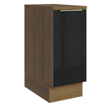 Balcão 35 x 60 cm 1 Porta (Com Tampo) Rustic/Preto Lux Madesa