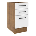 Balcão Madesa Agata 40 x 60 cm 3 Gavetas (Sem Tampo) Rustic/Branco
