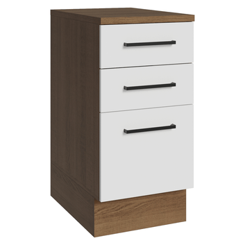 Balcão Madesa Agata 40 x 60 cm 3 Gavetas (Com Tampo) Rustic/Branco