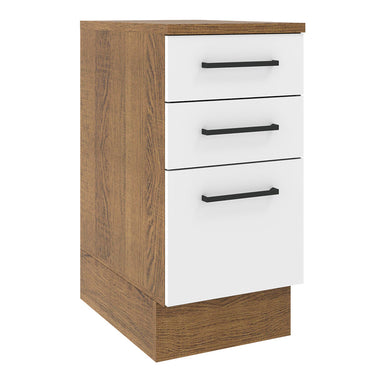 Balcão Madesa Agata 40 x 60 cm 3 Gavetas (Com Tampo) Rustic/Branco