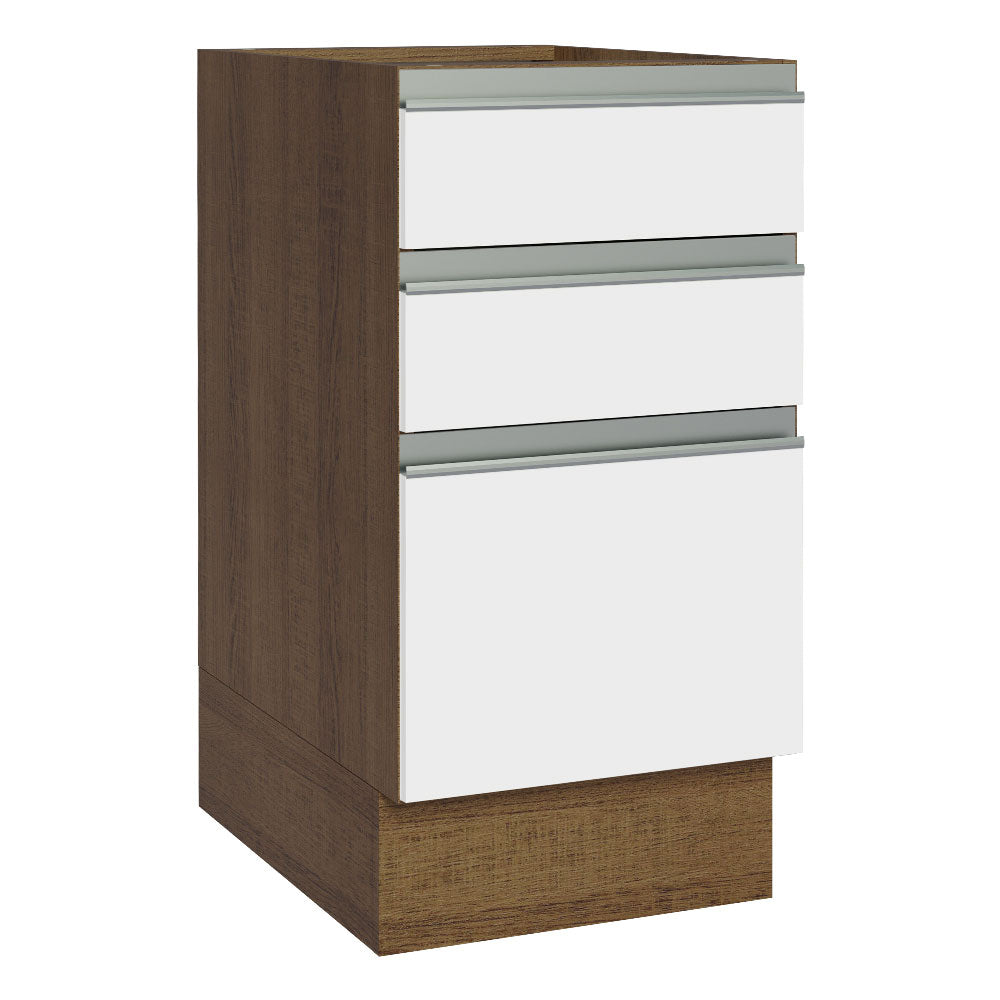 Balcão Cozinha 40 x 60 cm 3 Gavetas (Sem Tampo) Rustic/Branco Glamy Madesa