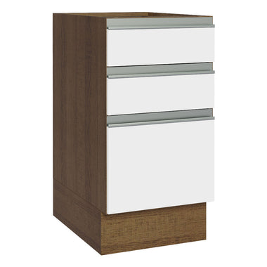 Balcão Cozinha 40 x 60 cm 3 Gavetas (Sem Tampo) Rustic/Branco Glamy Madesa