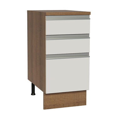 Balcão Madesa Glamy 40 x 60 cm 3 Gavetas (Com Tampo) Rustic/Branco