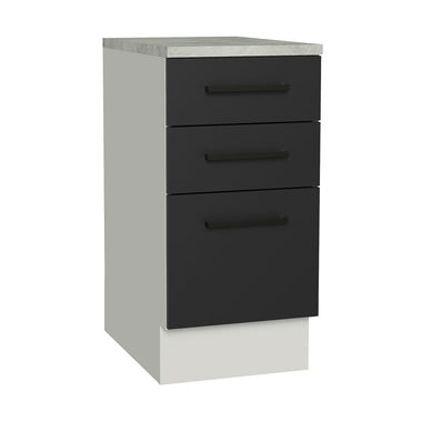 Balcão Madesa Agata 40 x 60 cm 3 Gavetas (Com Tampo) Branco/Preto
