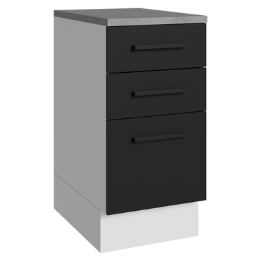 Balcão Madesa Agata 40 x 60 cm 3 Gavetas (Com Tampo) Branco/Preto