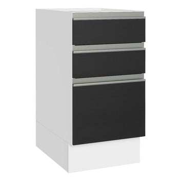 Balcão Cozinha 40 x 60 cm 3 Gavetas (Sem Tampo) Branco/Preto Glamy Madesa