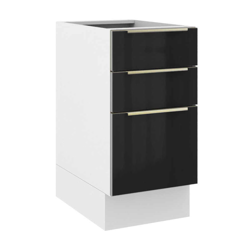 Balcão Madesa Lux 40 cm 3 Gavetas (Sem Tampo) Branco/Preto