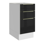 Balcão de Cozinha 40 x 60 cm 3 Gavetas (Sem Tampo) Branco/Preto Lux Madesa