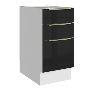 Balcão de Cozinha 40 x 60 cm 3 Gavetas (Sem Tampo) Branco/Preto Lux Madesa