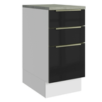 Balcão 40 x 60 cm 3 Gavetas (Com Tampo) Branco/Preto Lux Madesa