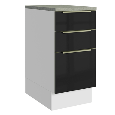 Balcão 40 x 60 cm 3 Gavetas (Com Tampo) Branco/Preto Lux Madesa