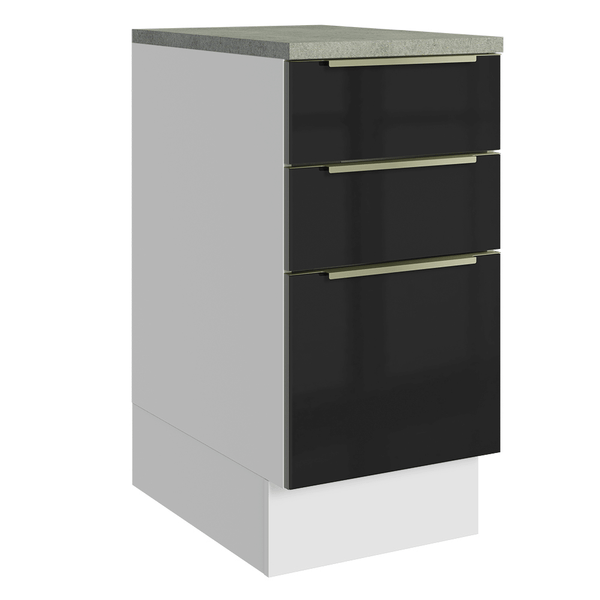 Balcão 40 x 60 cm 3 Gavetas (Com Tampo) Branco/Preto Lux Madesa