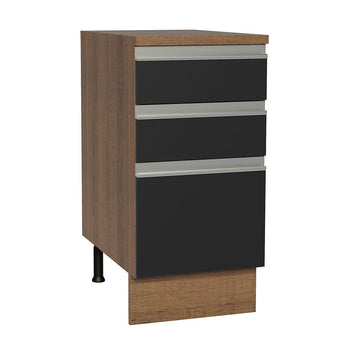 Balcão Madesa Glamy 40 x 60 cm 3 Gavetas (Com Tampo) Rustic/Preto